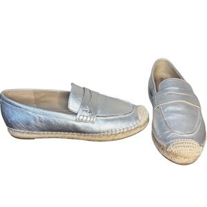 Sam Edelman Kai Silver Espadrille Loafer Metallic Women's Size 7